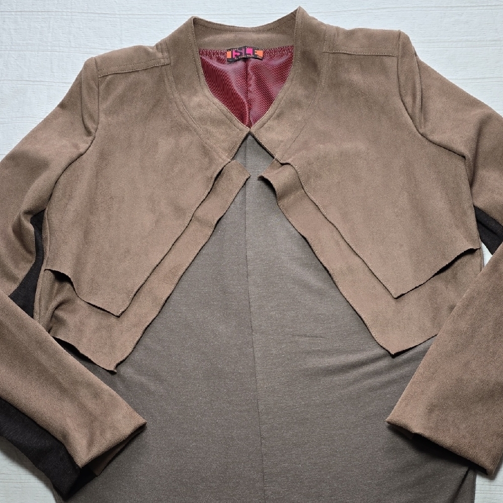 Isle by Melis Kozan Faux Suede Open Jacket Women's Size XS (AS IS)